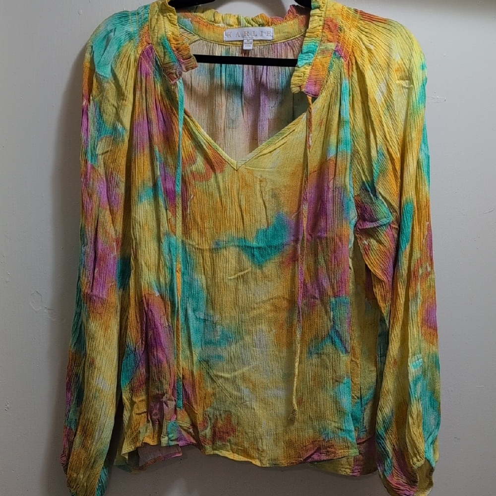 Karlie Multicolor Blouse with Yellow, Pink, and Blue